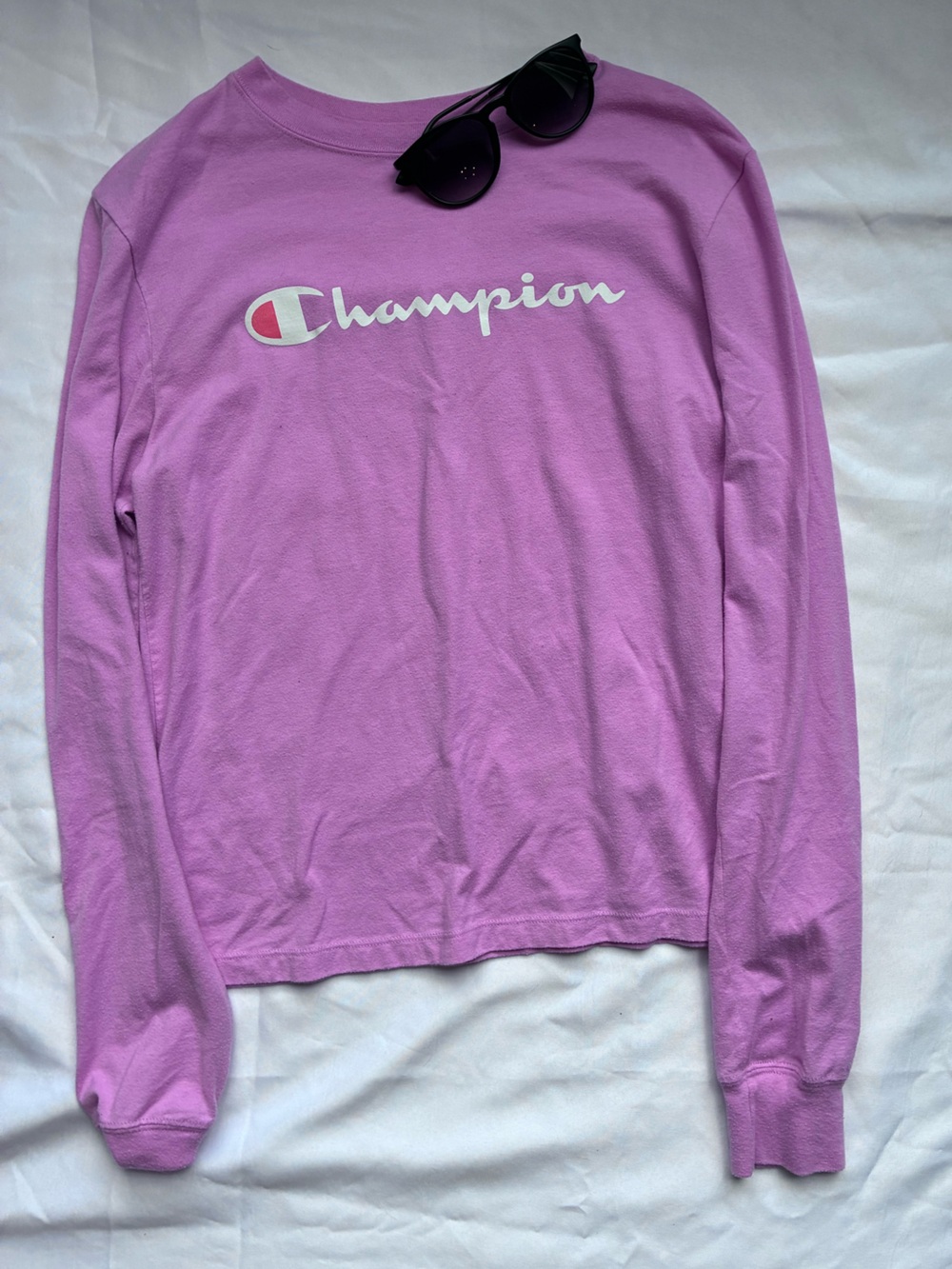Champion Women’s Pink Logo Long Sleeve Tee